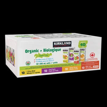 Kirkland Organic Juice Assorted, 40 x 200ml