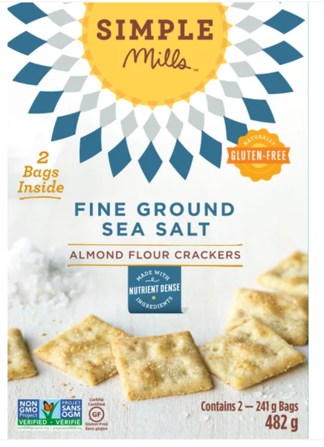 Simple Mills Almond Flour Crackers Fine Ground Sea Salt, 482g