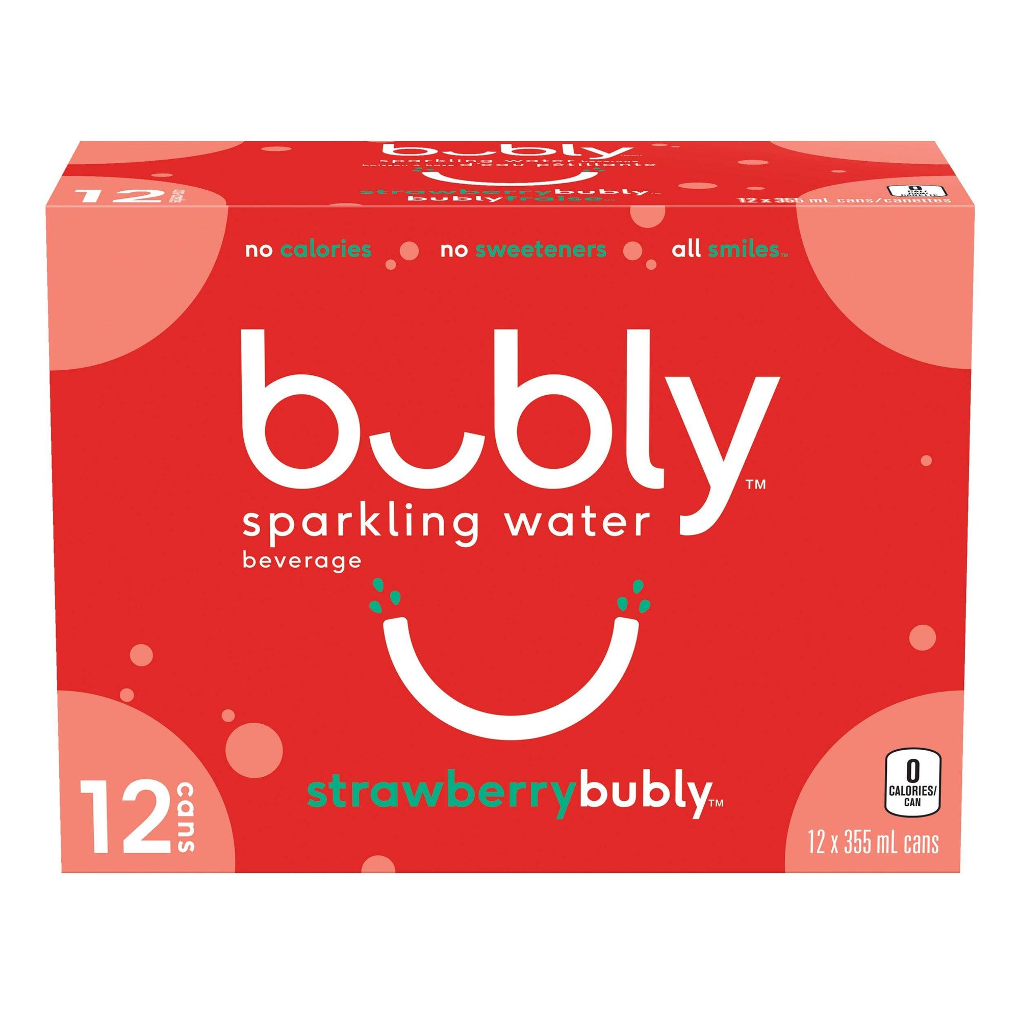 Bubly Sparkling Water, Strawberry, 12x355ml