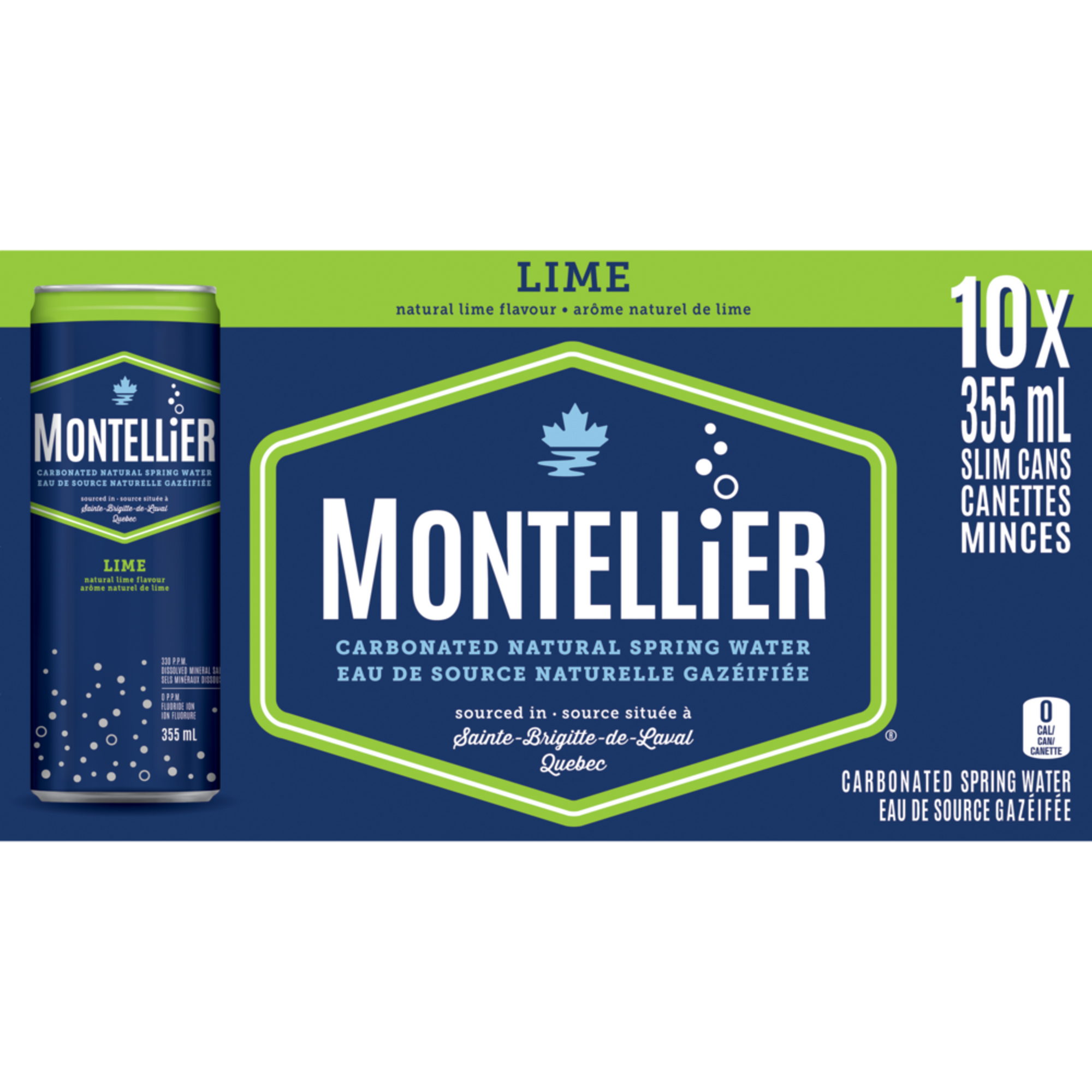 Montellier Carbonated Water, Lime, 10x355mL