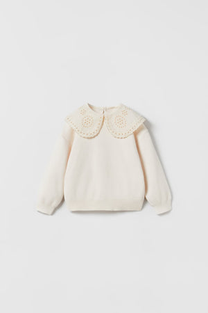 Embroidered Collar Knit Sweater, 9-12 mos