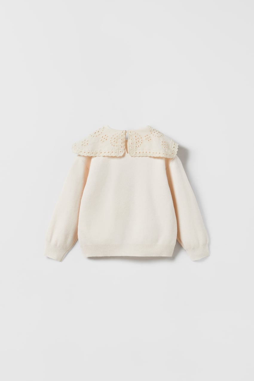 Embroidered Collar Knit Sweater, 9-12 mos