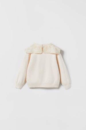 Embroidered Collar Knit Sweater, 9-12 mos