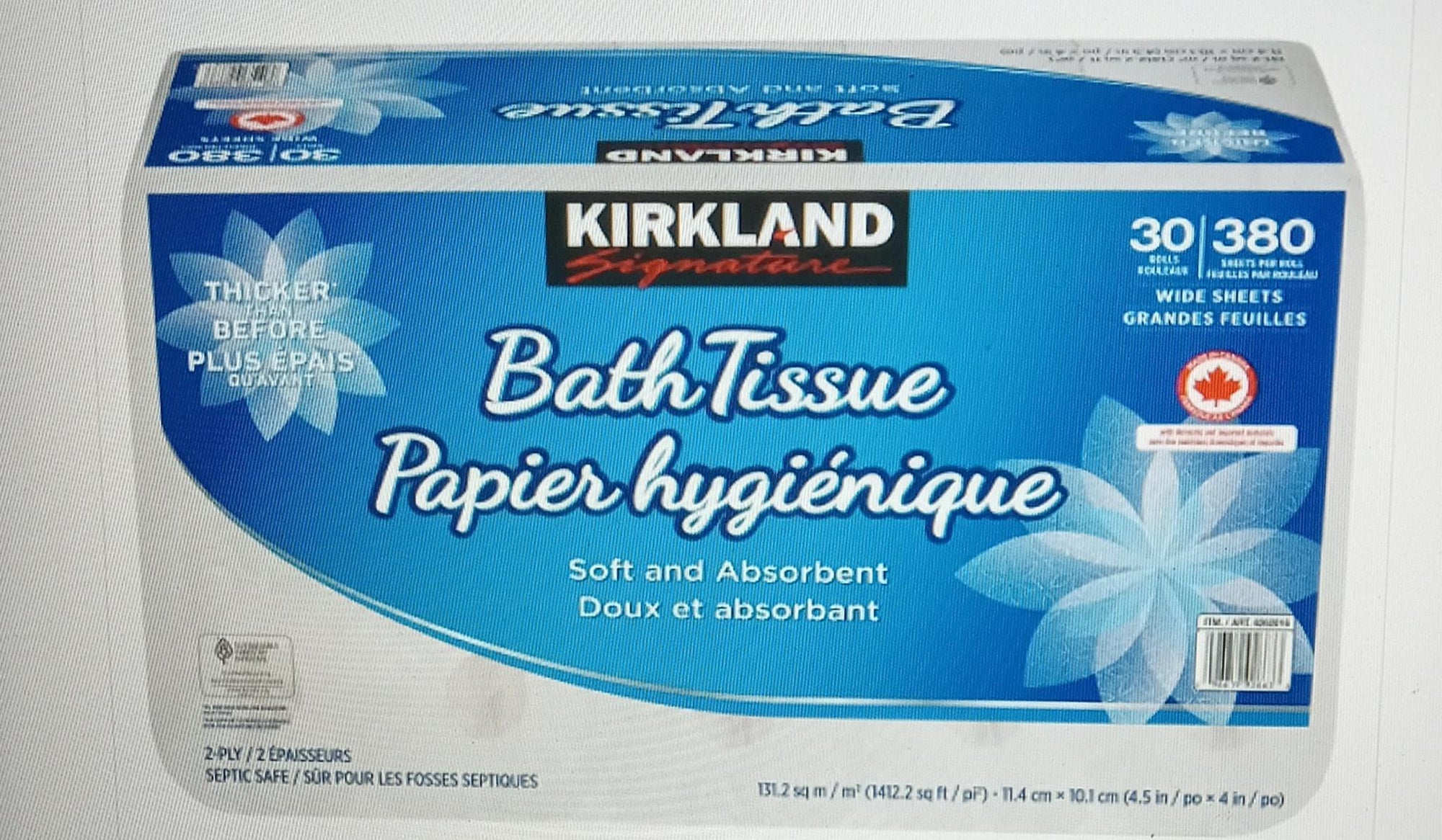 Kirkland Bath Tissue Wide Sheets, 30 Rolls