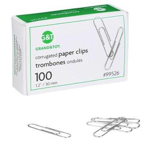 Grand and Toy Paper Clips, No.1 Non-Skid 1 3/16", 1,000/PK (10 boxes of 100)