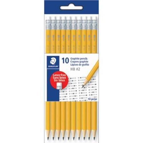 Staedtler Pre-Sharpened Polymer Graphite Pencils, HB No.2, Yellow, 10/PK