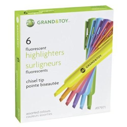 Grand and Toy Florescent Highlighter Multi Pack 6/Pack