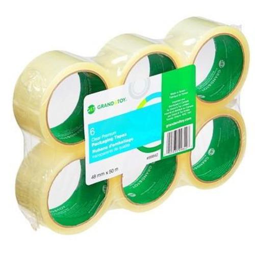 Grand and Toy Premium Packaging Tape, Clear, 48 mm x 50 m, 6/PK