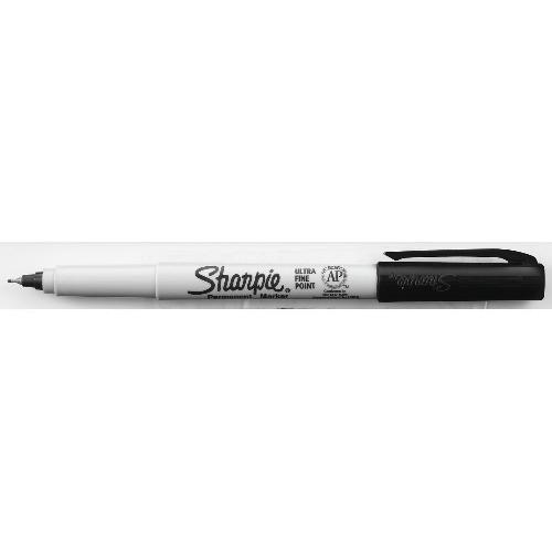 Sharpie Permanent Marker, Black, Ultra Fine Tip, 12 pack