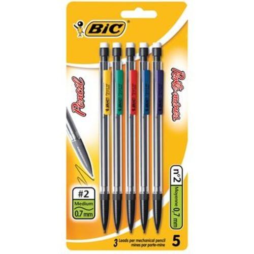 BIC XtraLife Mechanical Pencils, Black, 0.7mm, 5/PK