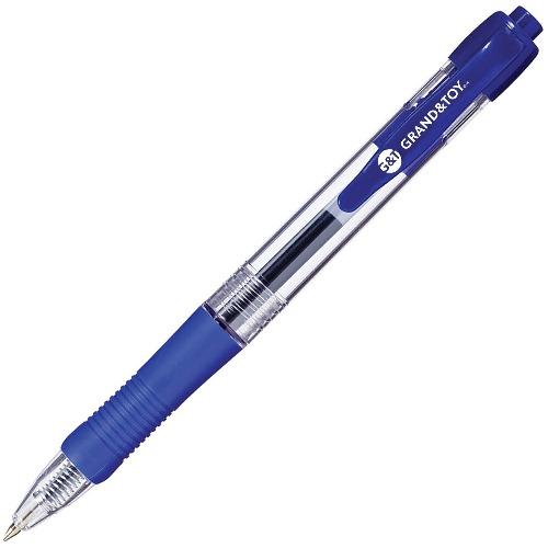 Grand and Toy Retractable Gel Pens, Blue, Fine, 0.7 mm, 12/BX