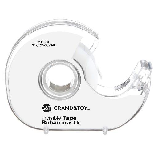 Grand and Toy Invisible Tape with Refillable Dispensers, 19 mm x 22.8 m (3/4" x 900"), 4/PK