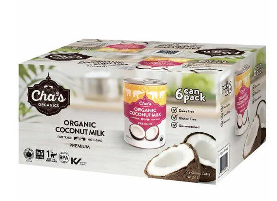 Cha's Organic Coconut Milk, 6 x 400ml