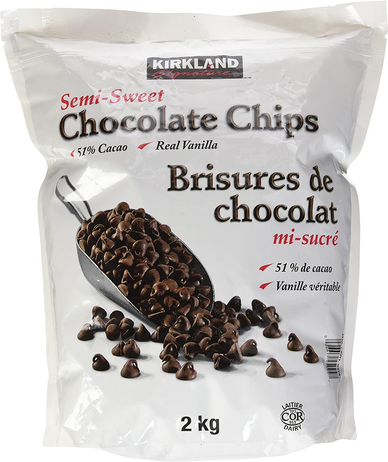 Kirkland Semi-Sweet Chocolate Chips, 2kg