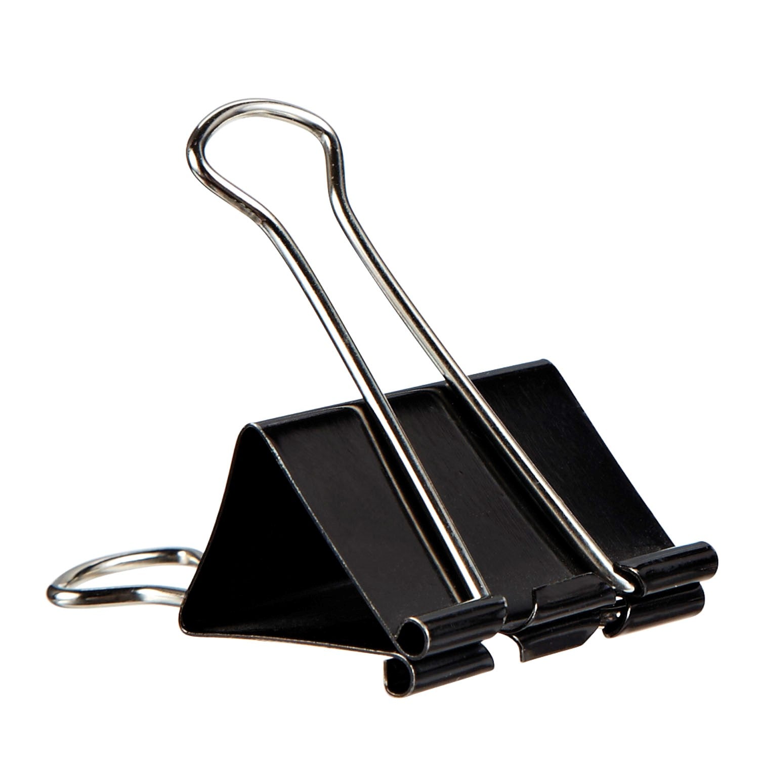 Grand & Toy Heavy-Duty Fold-Back Binder Clips, Black, Large Size (1 5/8" Wide), 3/4" Capacity, 12/BX