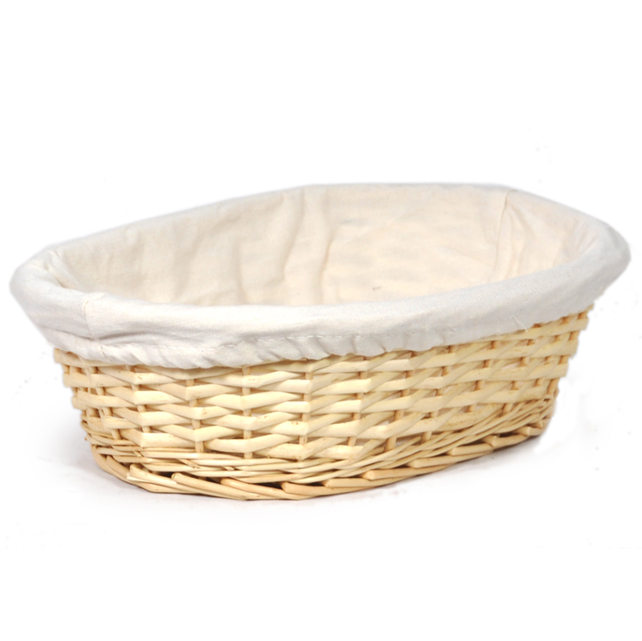 Oval Basket With Cloth Liner Large Natural