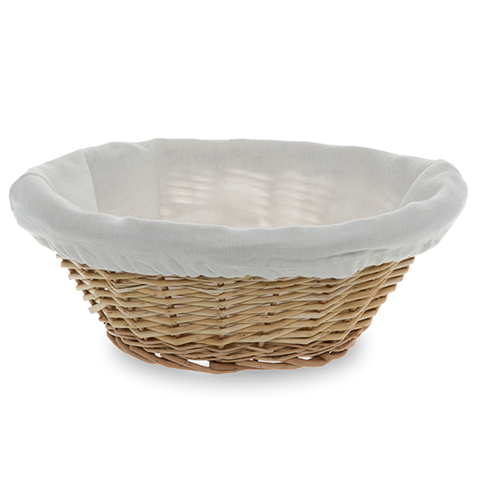 Round Basket With Cloth Liner Small Natural