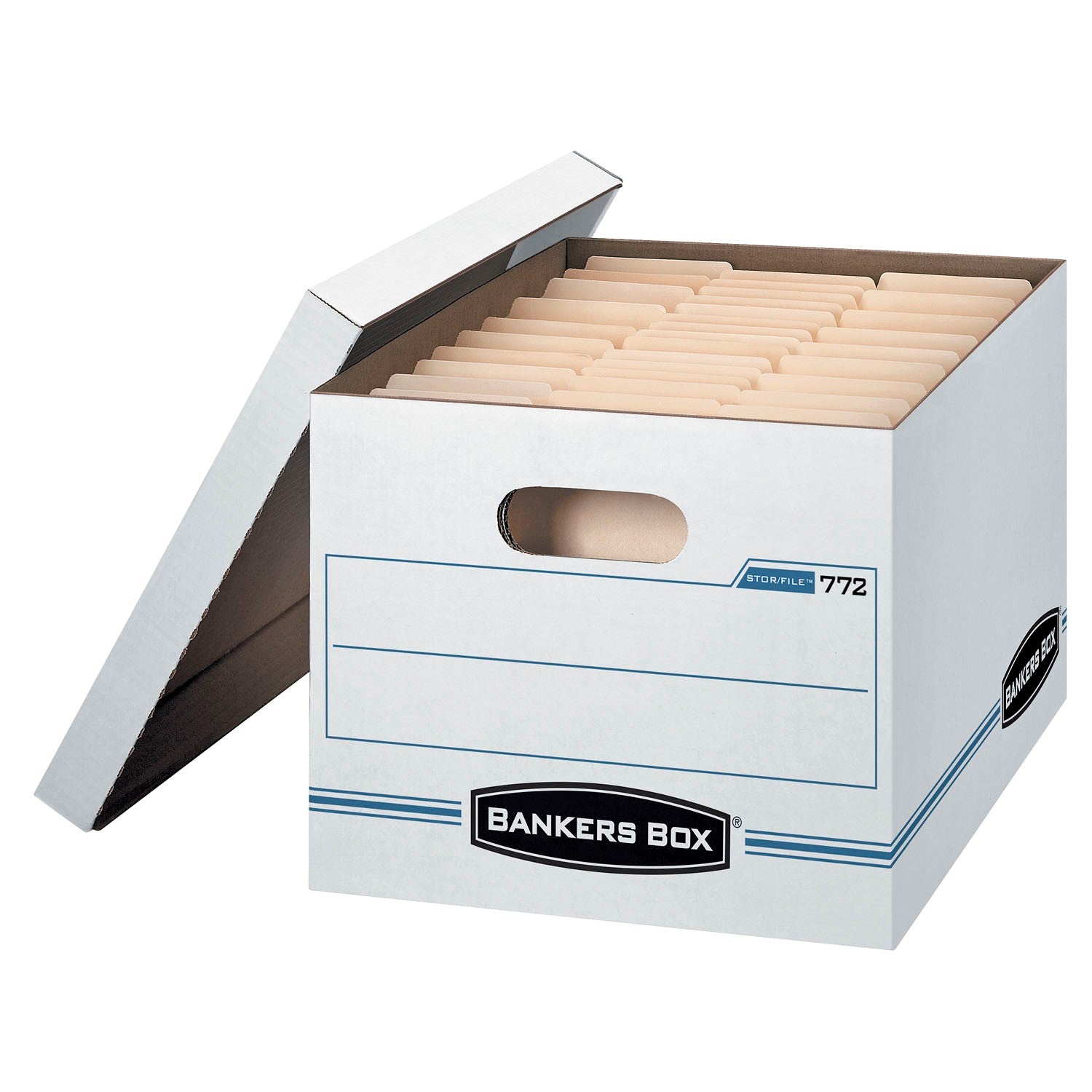 Bankers Box Store/File Basic-Duty Storage Box, White/Blue, Letter/Legal Size, Single