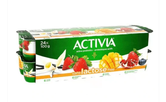 Activia Yogurt Lactose FreeVanilla, Strawberry, Mango & Pomegranate-Berry, 16x100g